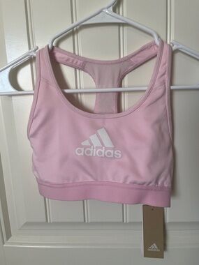 adidas Light Pink Racerback Sports Bra with White Logo